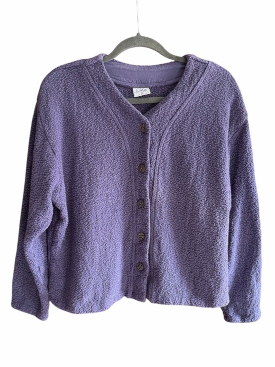 CMC Sweaters - CMC COLOR ME COTTON Chunky Knit Cardigan Sweater Purple Y2K M
